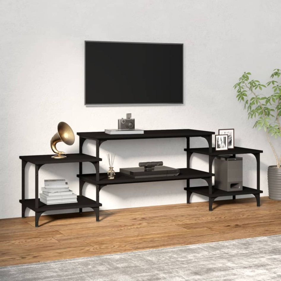 Mueble para TV madera contrachapada negro 157x35x52