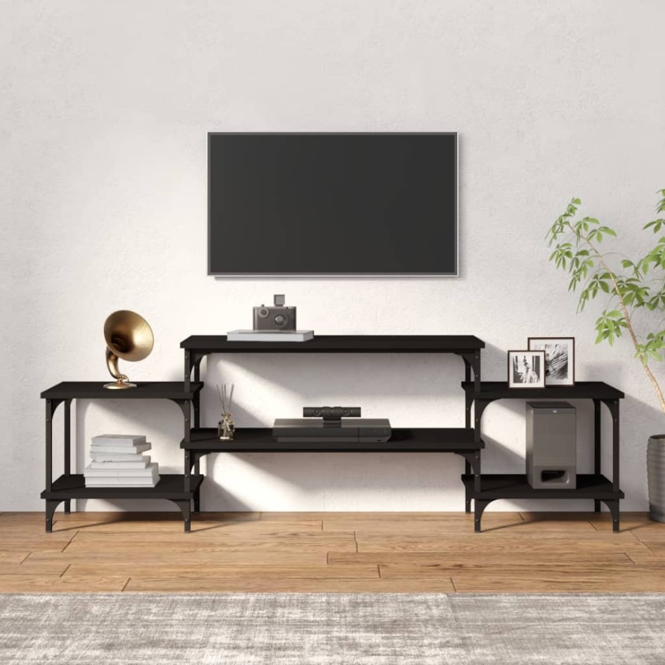 Mueble para TV madera contrachapada negro 157x35x52