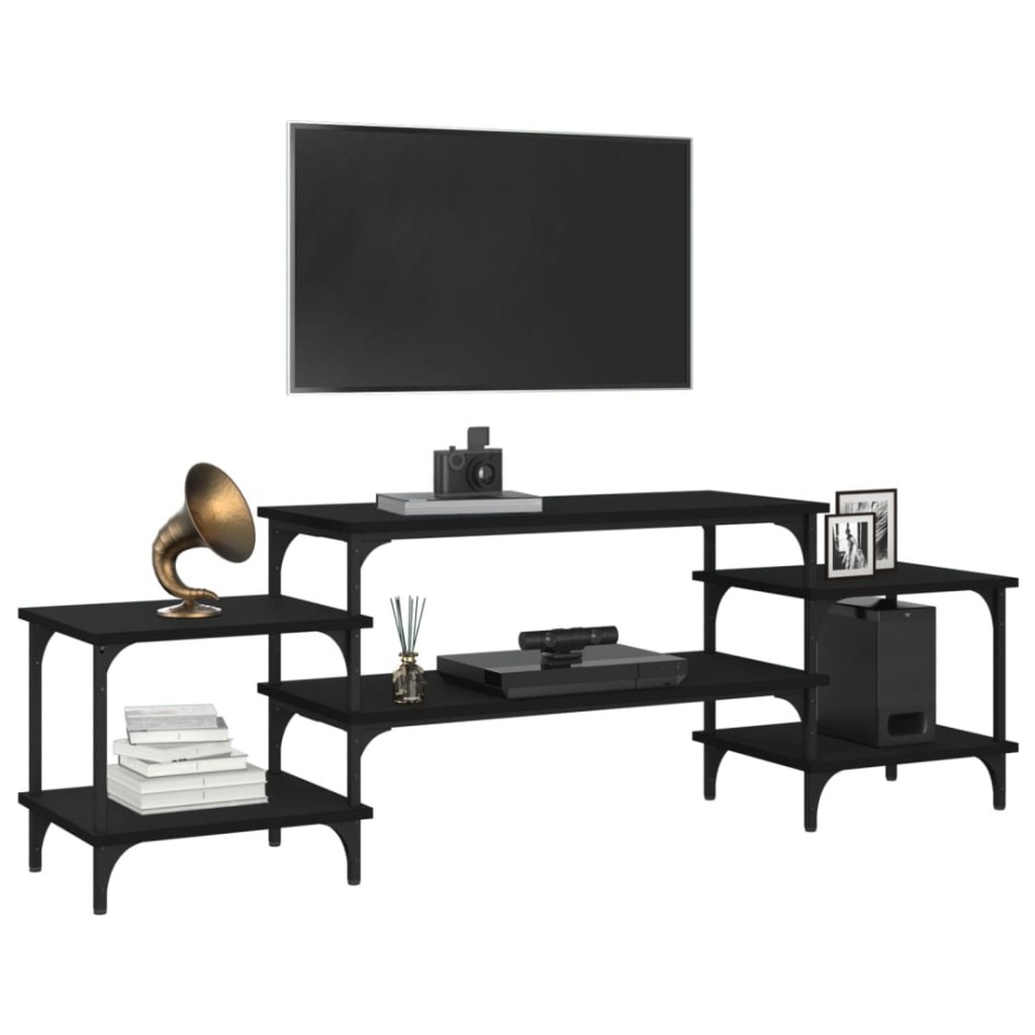 Mueble para TV madera contrachapada negro 157x35x52