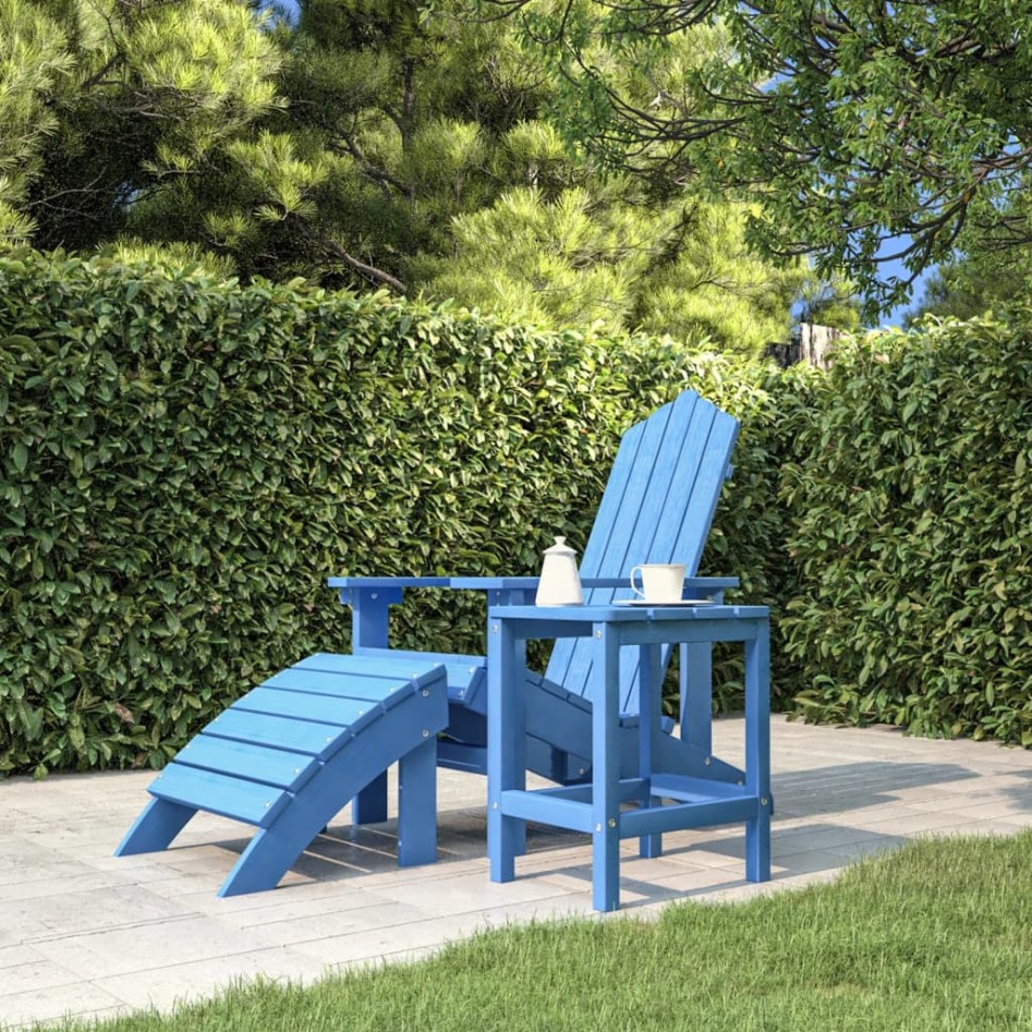 Mesa de jardín Adirondack HDPE azul agua 38x38x46