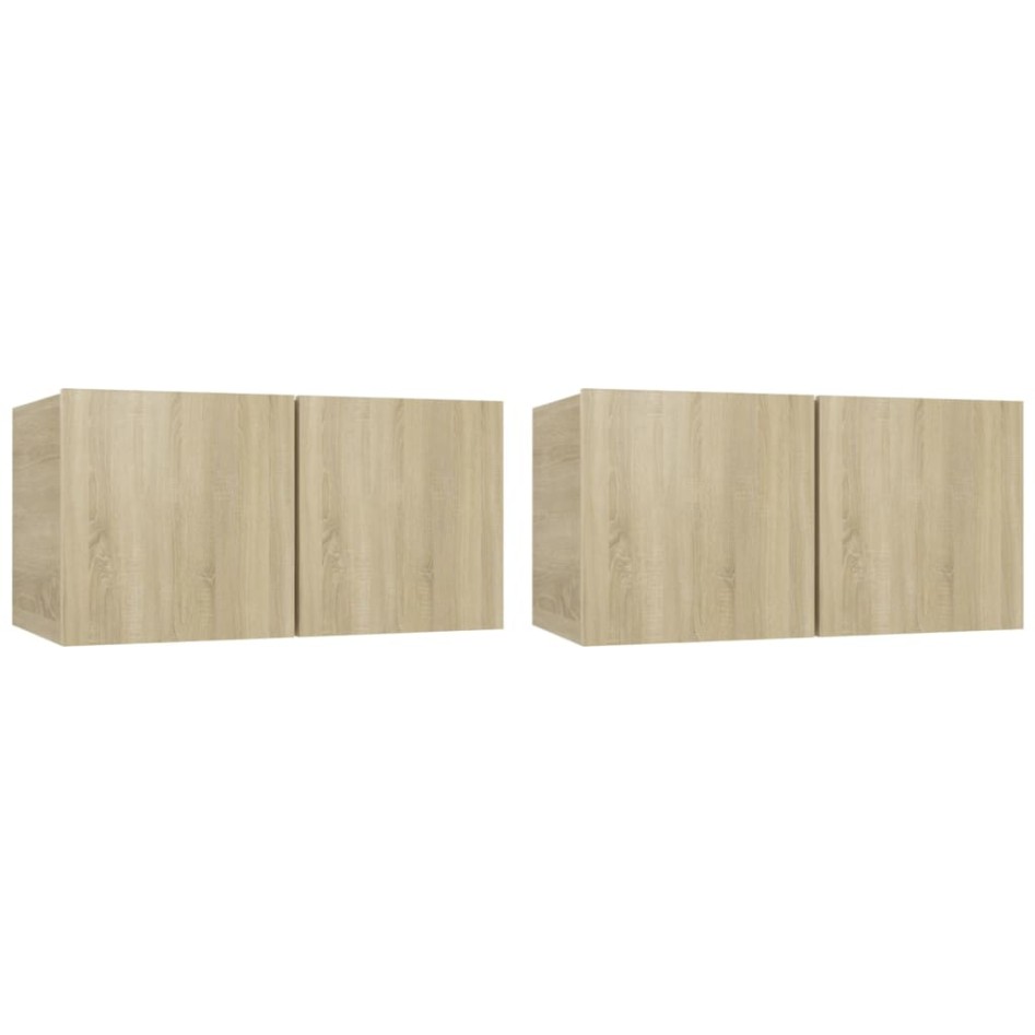 Set de muebles para TV 4 pzas madera contrachapada roble
