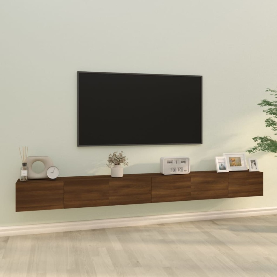 Set de muebles para TV 3 pzas madera contrachapada roble