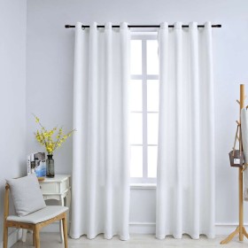 Cortinas opacas anillas de metal 2 pzs blanco crudo 140x175
