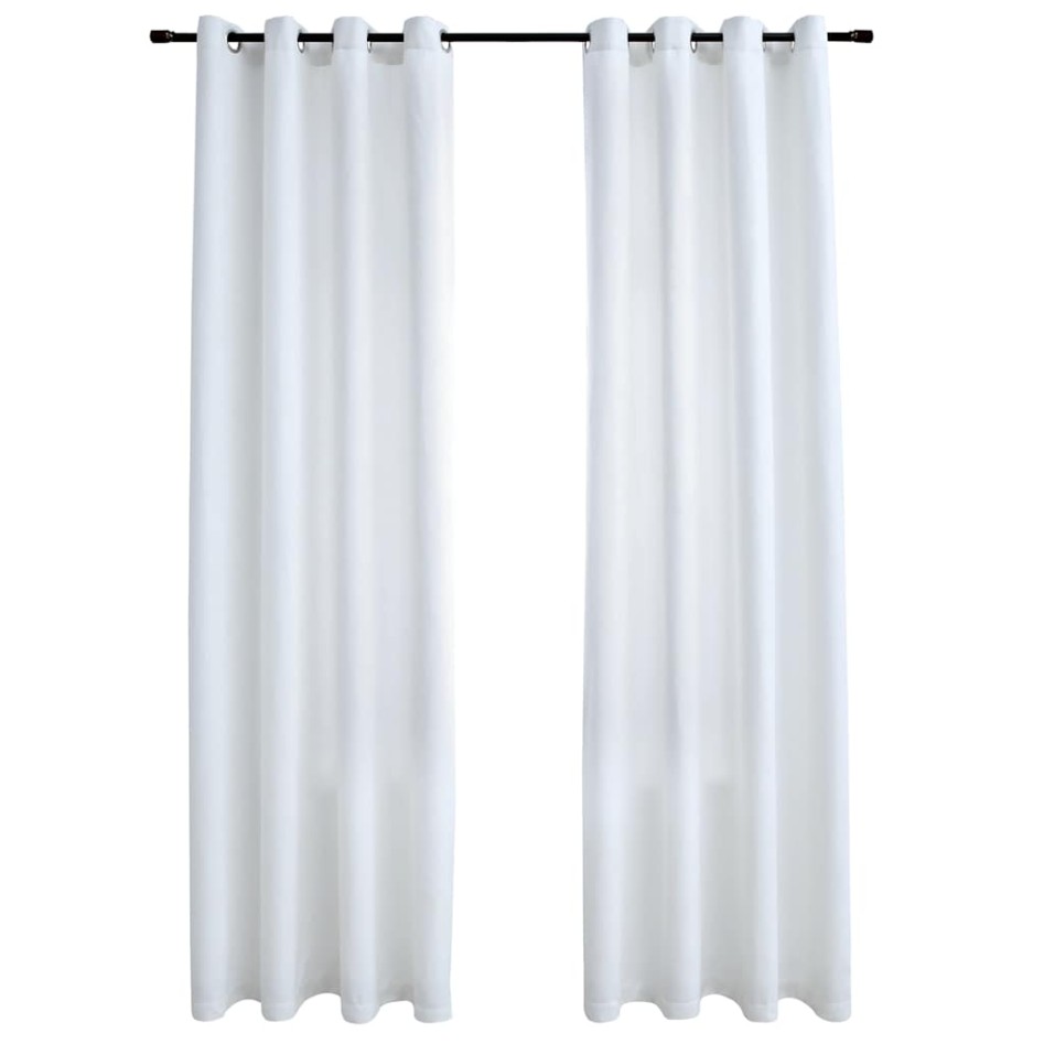 Cortinas opacas anillas de metal 2 pzs blanco crudo 140x175