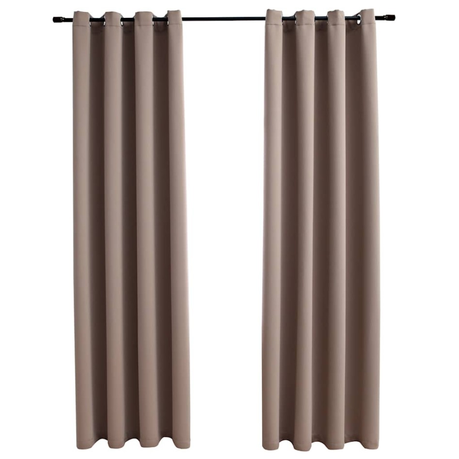 Cortinas opacas con anillas de metal 2 pzs gris topo 140x225