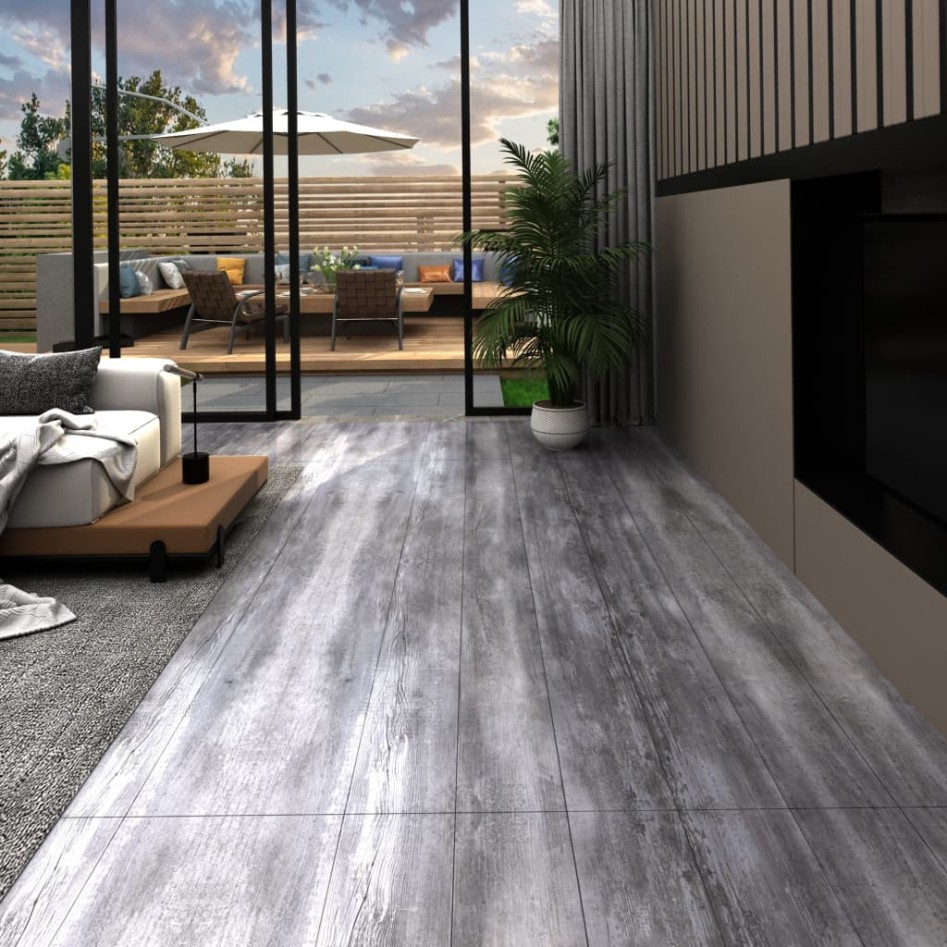 Lamas suelo de PVC autoadhesivas madera gris mate 2,51 m² 2