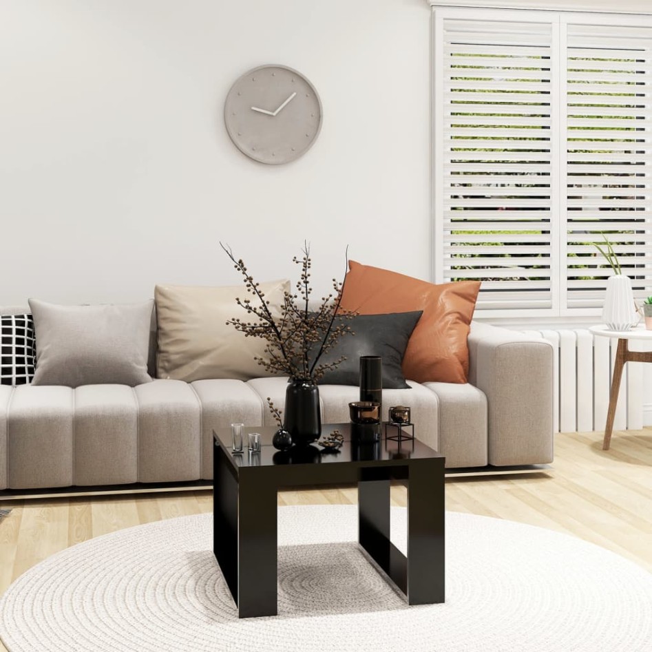 Mesa auxiliar de madera contrachapada negro 50x50x35