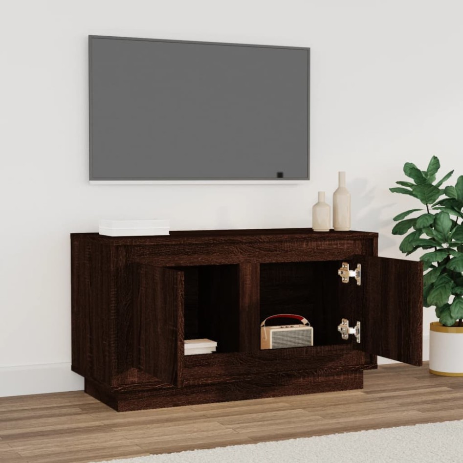 Mueble para TV madera contrachapada roble marrón 80x35x45