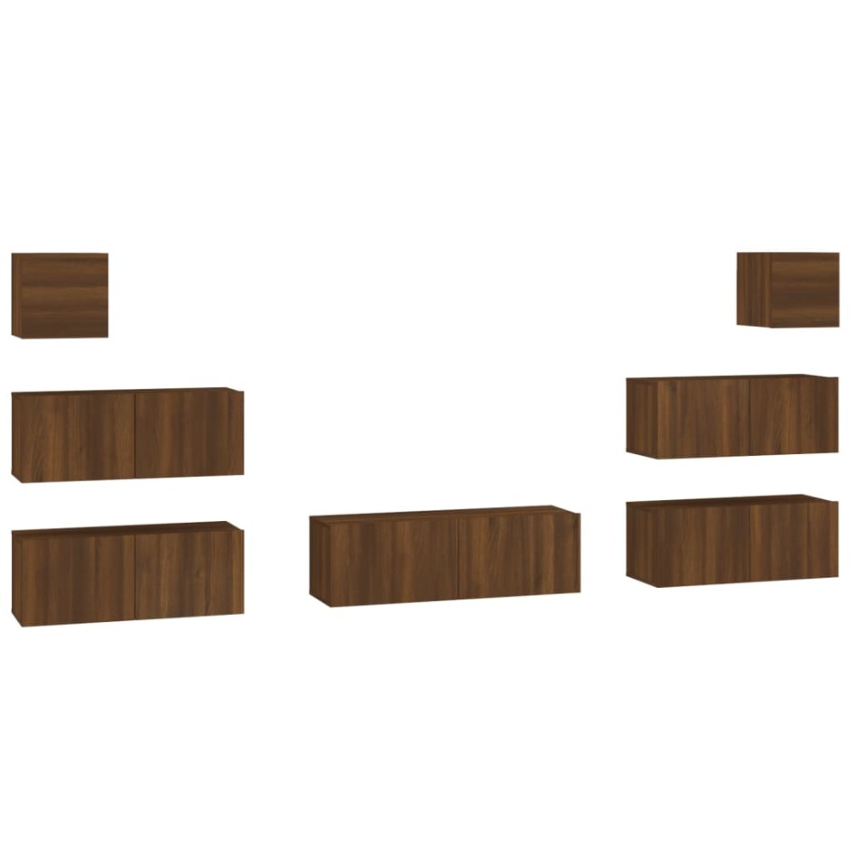 Set de muebles para TV 7 pzas madera contrachapada roble