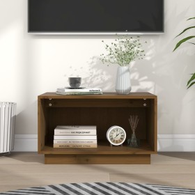 Mueble de TV madera maciza de pino marrón miel 60x35x35