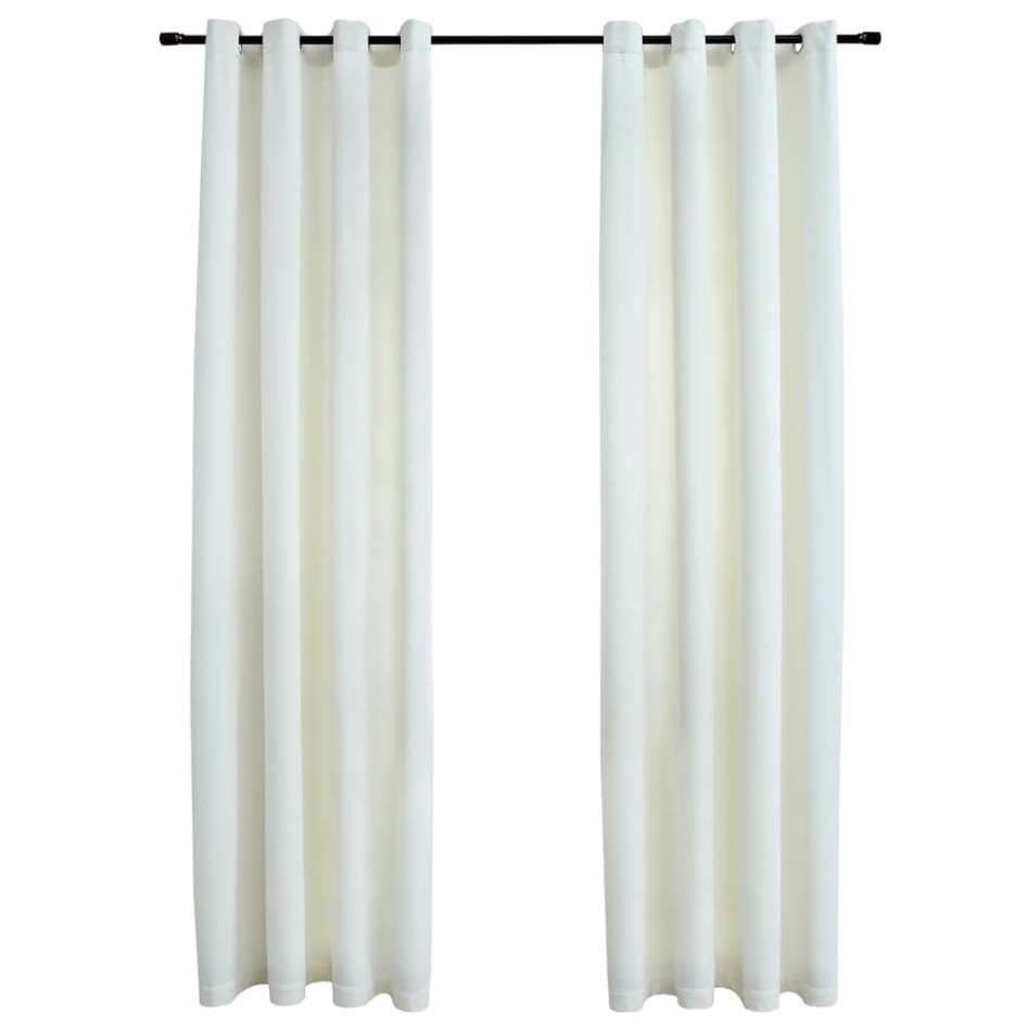 Cortinas opacas con anillas 2 uds terciopelo crema 140x225