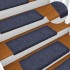 Alfombrilla de escaleras 15 uds tela punzonada azul 65x21x4