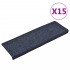 Alfombrilla de escaleras 15 uds tela punzonada azul 65x21x4