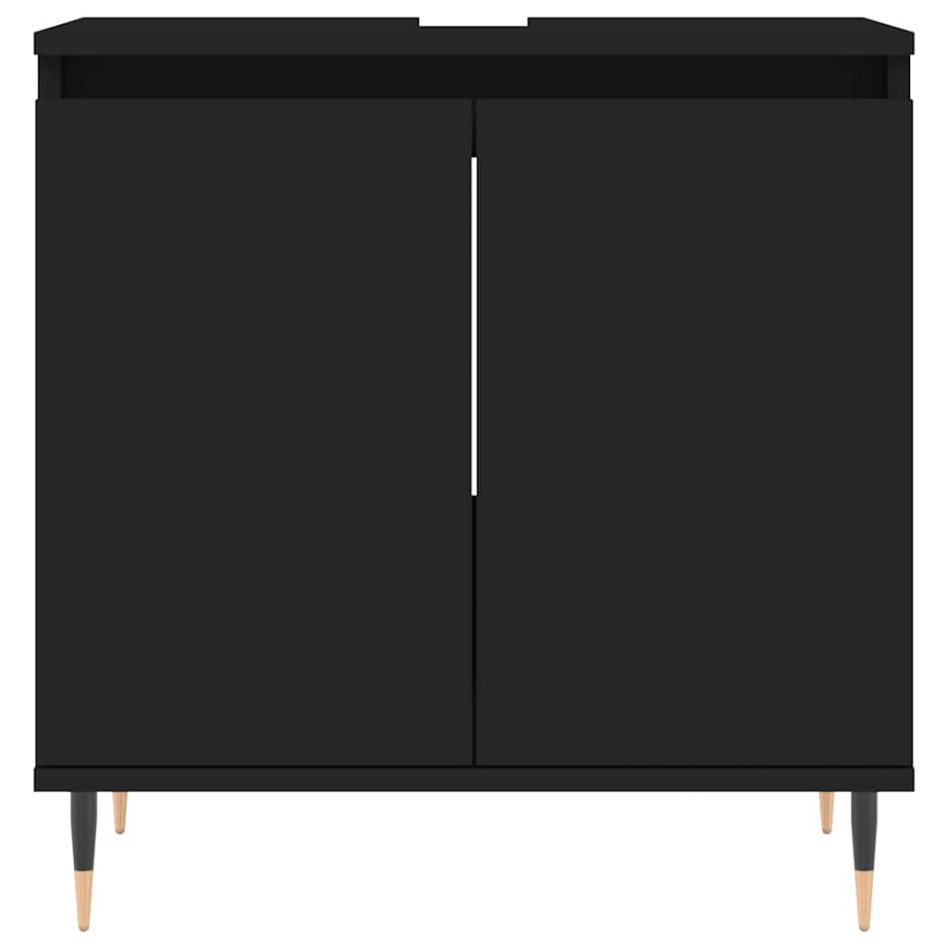 Armario de baño madera de ingeniería negro 58x33x60