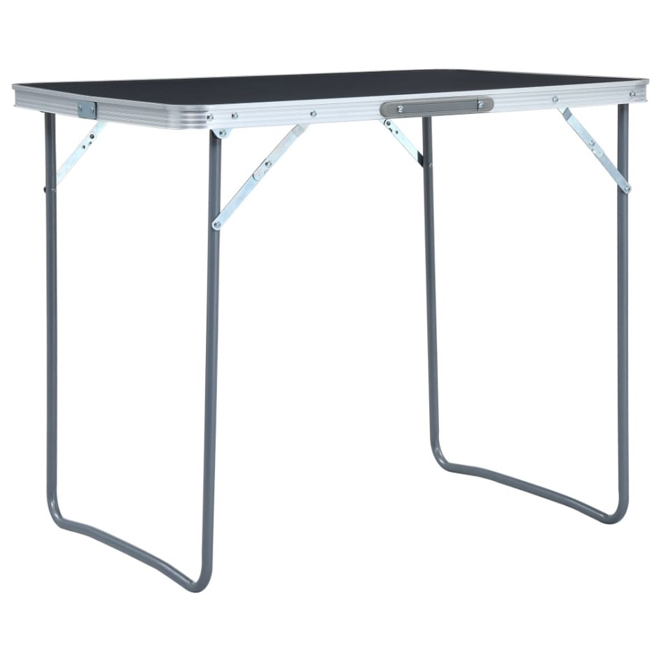 Mesa de camping plegable con estructura de metal gris 80x60