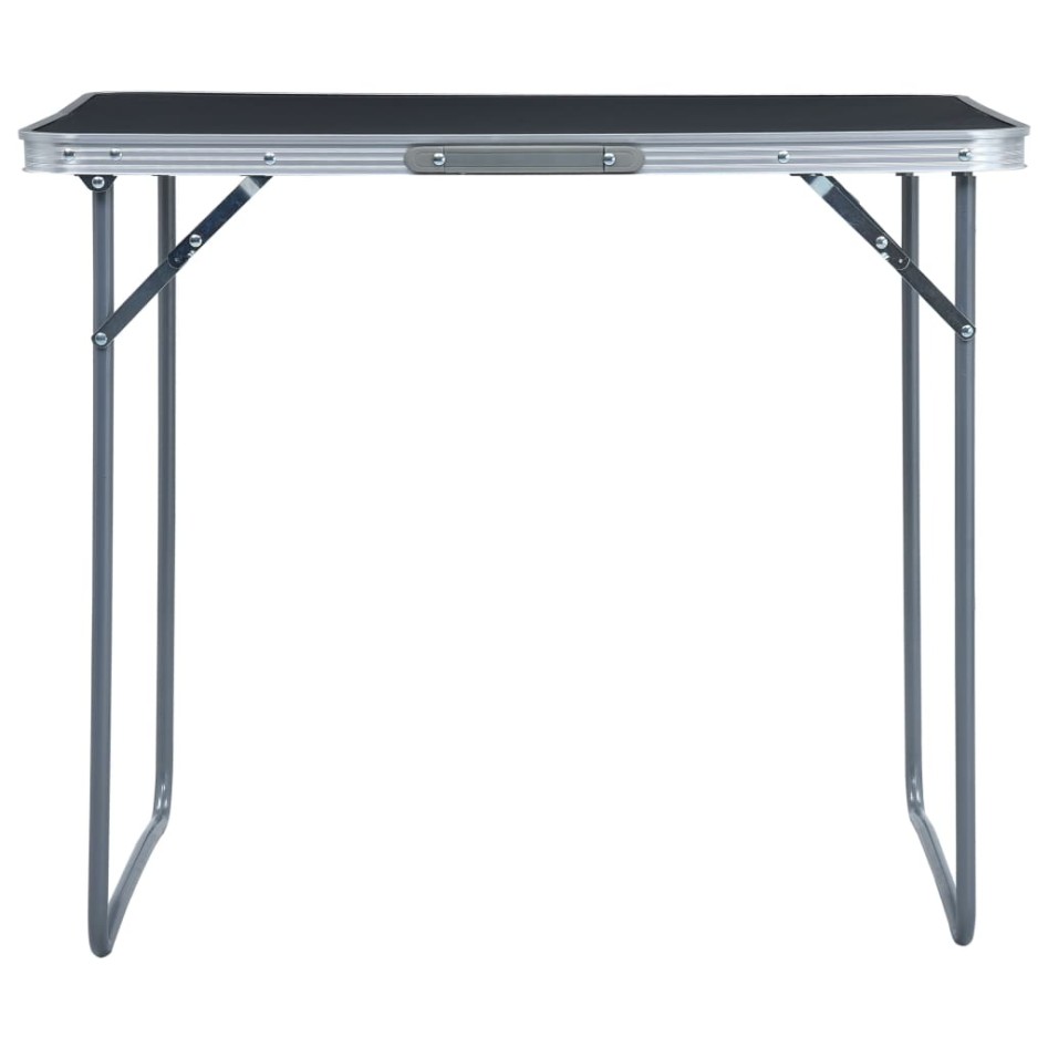 Mesa de camping plegable con estructura de metal gris 80x60