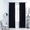 Cortinas opacas con anillas 2 pzas terciopelo negro 140x225 cm