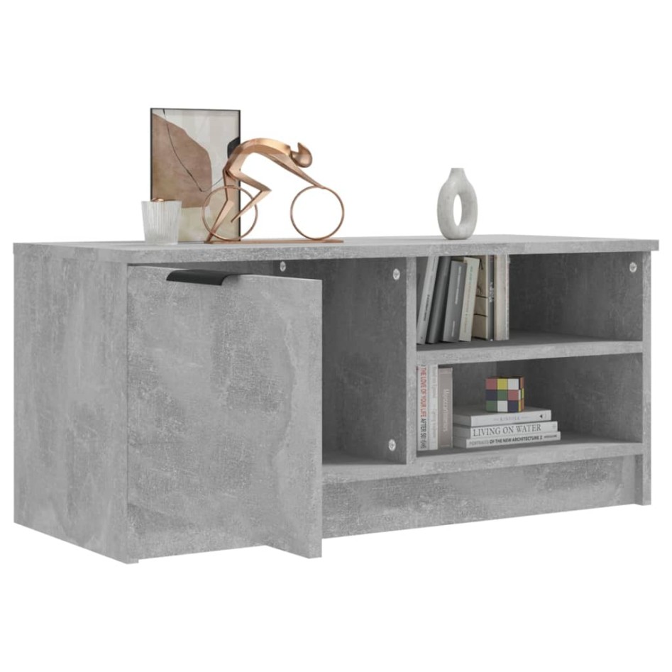 Mueble de TV madera contrachapada gris hormigón 80x35x36,5