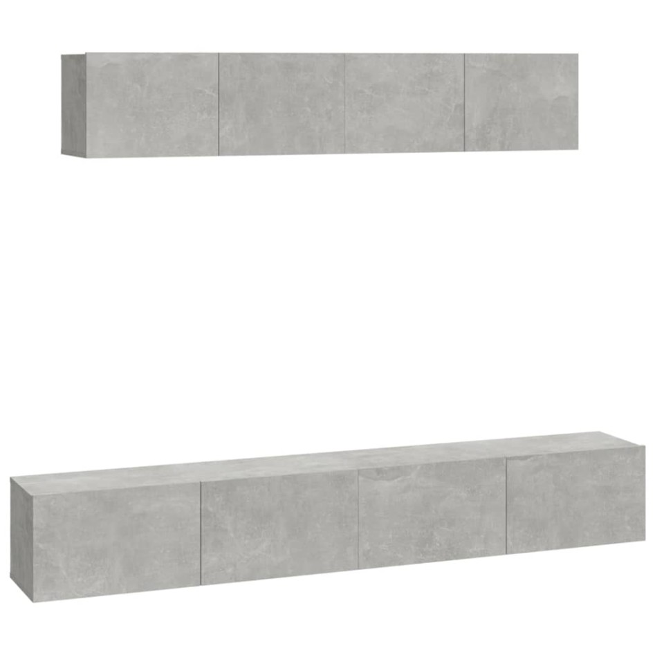 Set de muebles de TV 4 pzas madera contrachapada gris