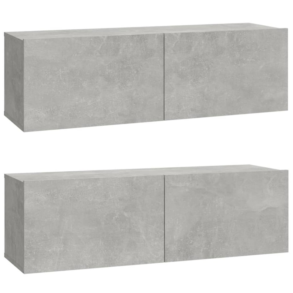 Set de muebles de TV 4 pzas madera contrachapada gris