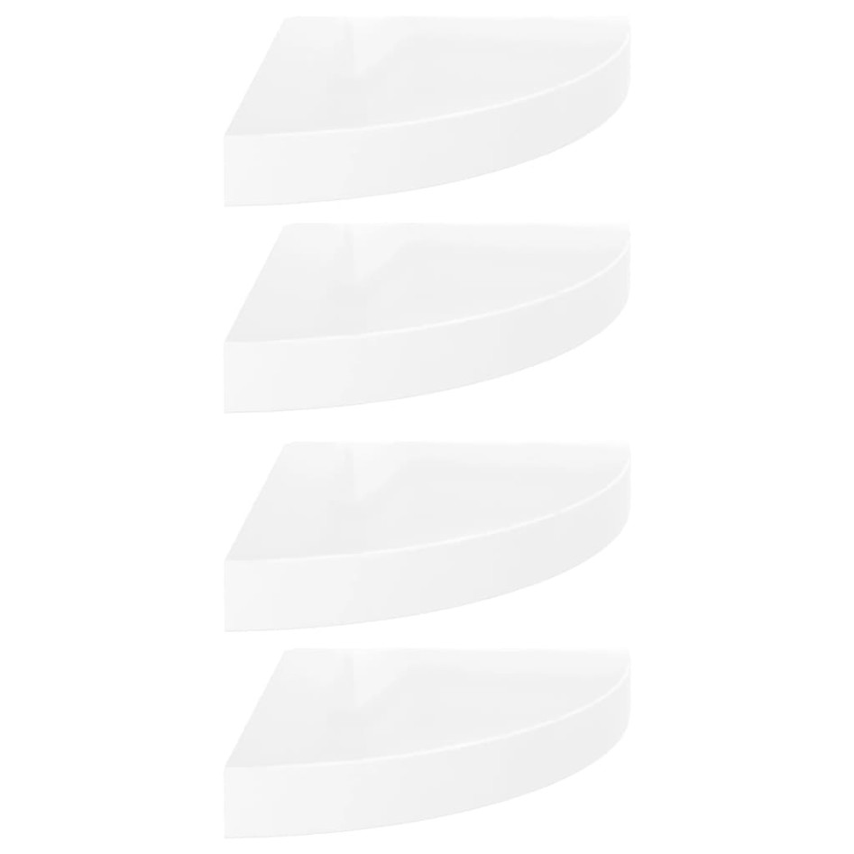 Estante flotante de pared 4 uds MDF blanco brillo 25x25x3,8