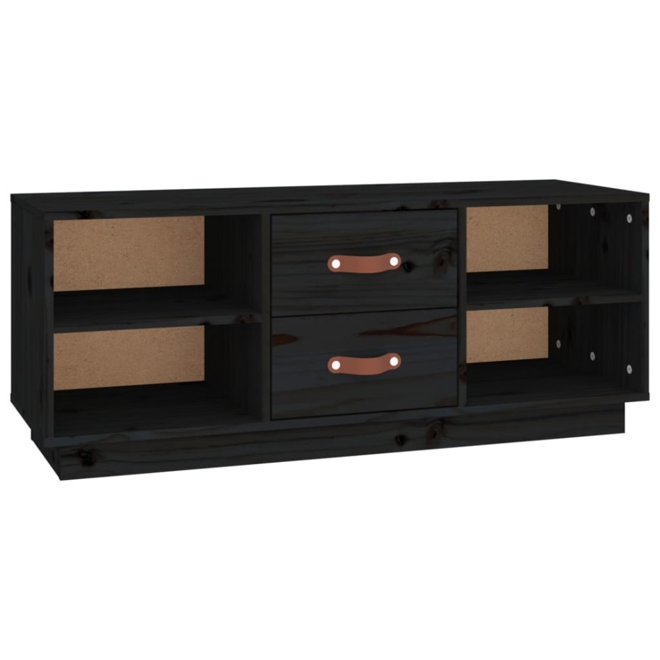Mueble de TV de madera maciza de pino negro 100x34x40