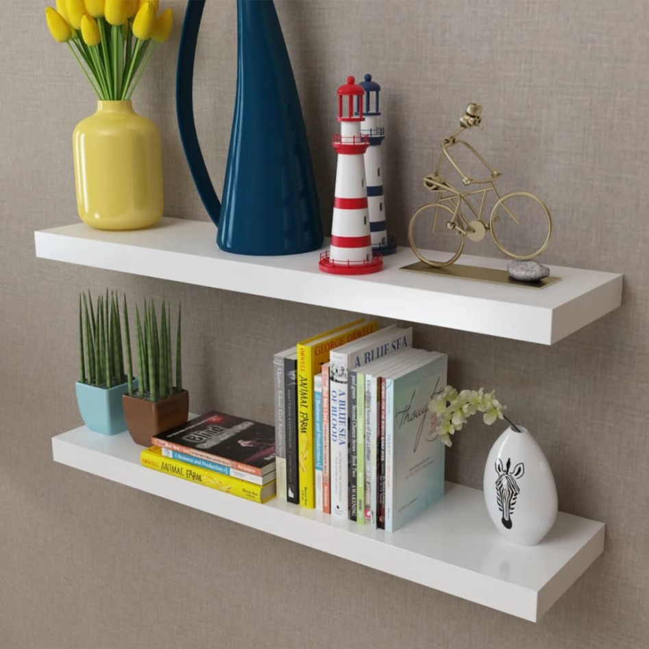 Estantes flotantes de pared 2 uds MDF blanco para