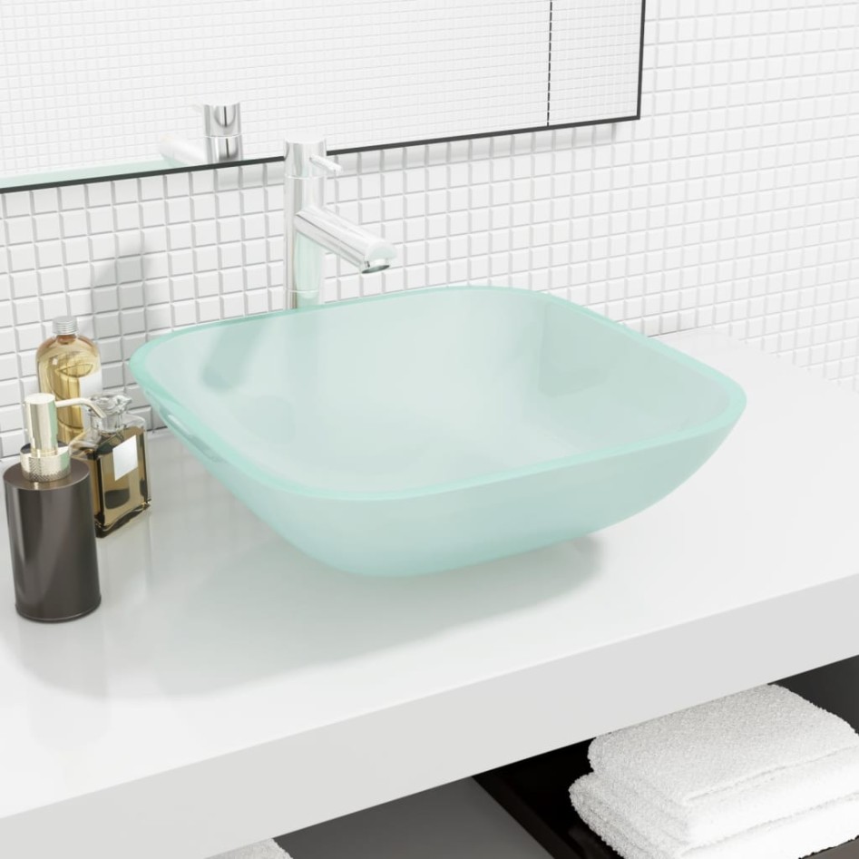 Lavabo de vidrio esmerilado 42x42x14