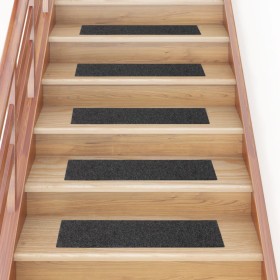 Alfombrilla autoadhesiva de escalera 15 uds antracita 76x20