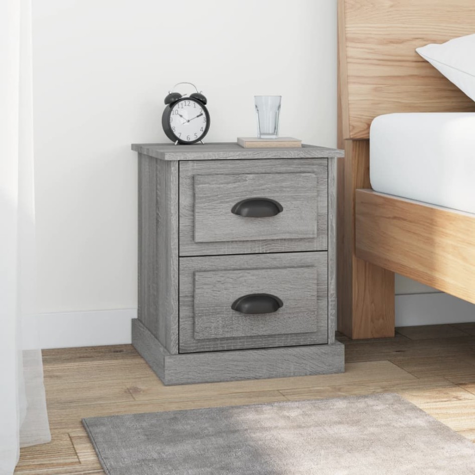 Mesita de noche madera contrachapada gris Sonoma 39x39x47,5