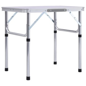 Mesa de camping plegable aluminio blanco 60x45