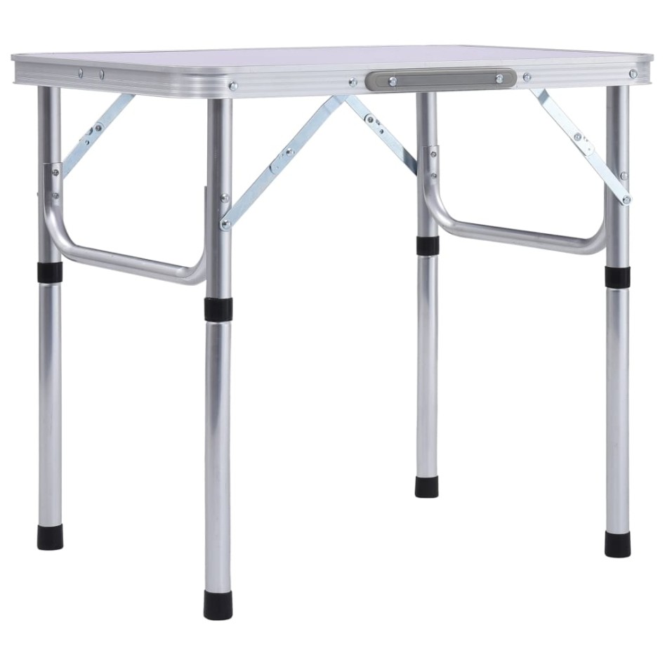 Mesa de camping plegable aluminio blanco 60x45