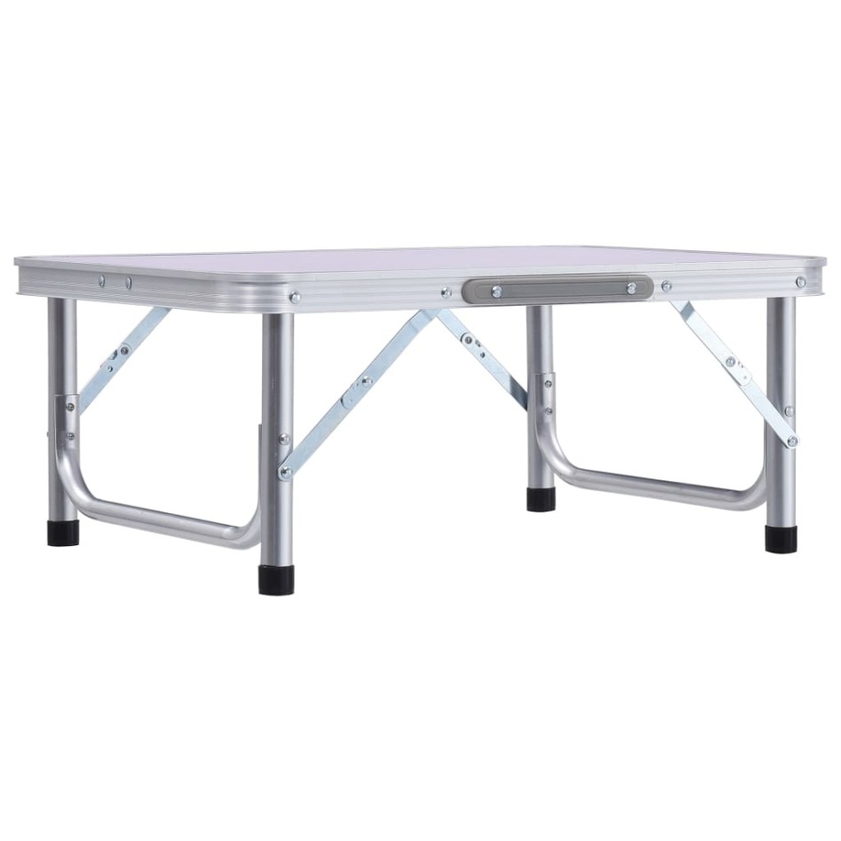 Mesa de camping plegable aluminio blanco 60x45