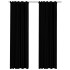 Cortinas opacas con ganchos look de lino 2 pzas negro