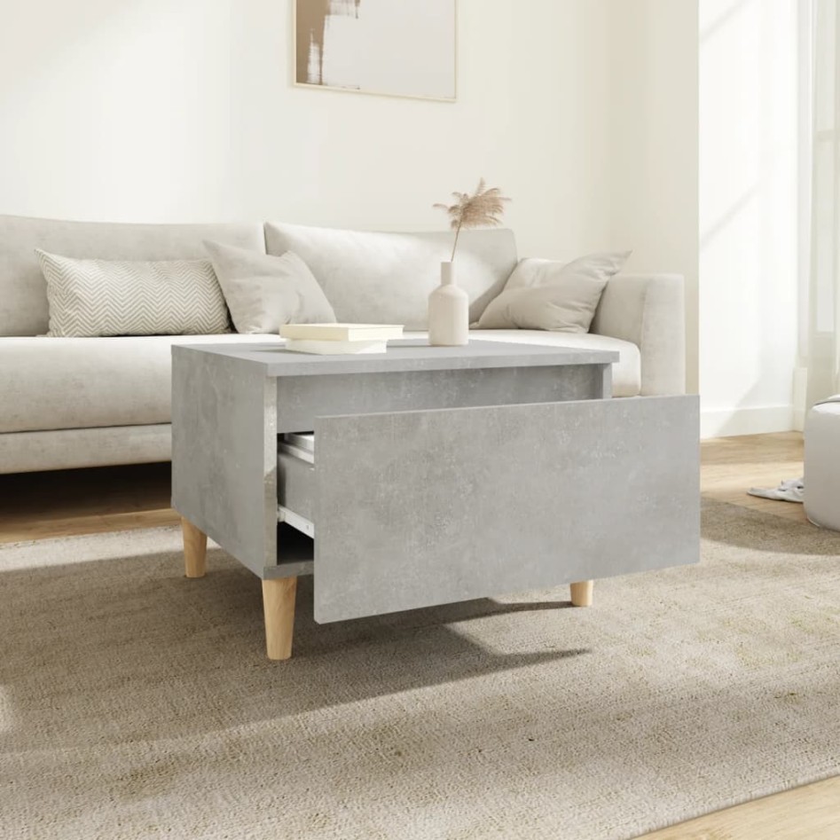 Mesa auxiliar de madera contrachapada gris hormigón 50x46x35