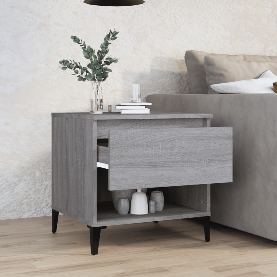 Mesa auxiliar de madera contrachapada gris Sonoma 50x46x50