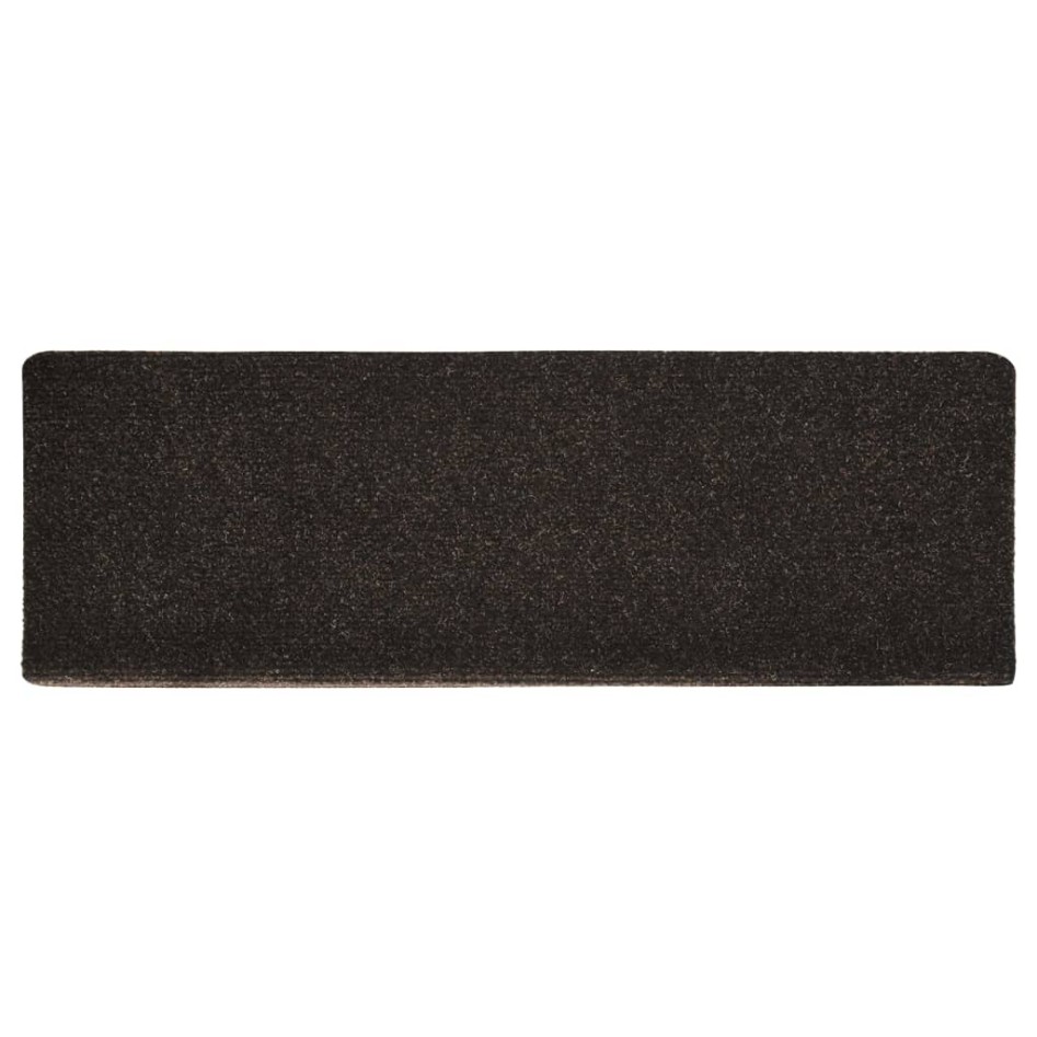 Alfombrilla de escaleras 15 uds tela punzonada marrón