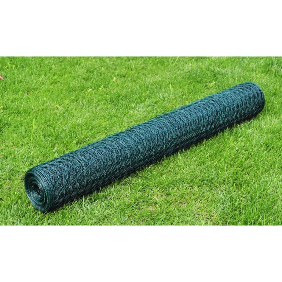 Alambrada de gallinero con revestimiento PVC verde 25x0,75