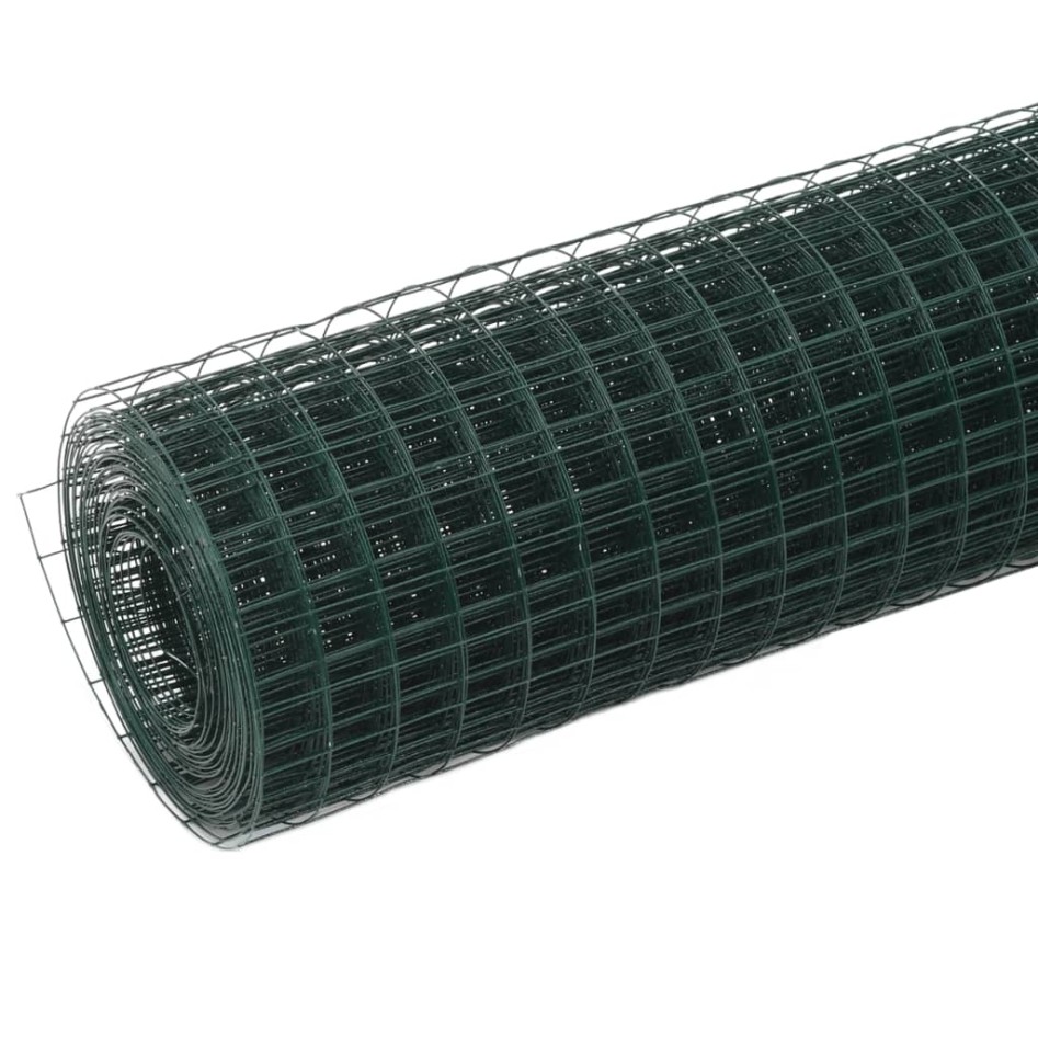 Alambrada de gallinero acero recubrimiento PVC verde 25x0,5