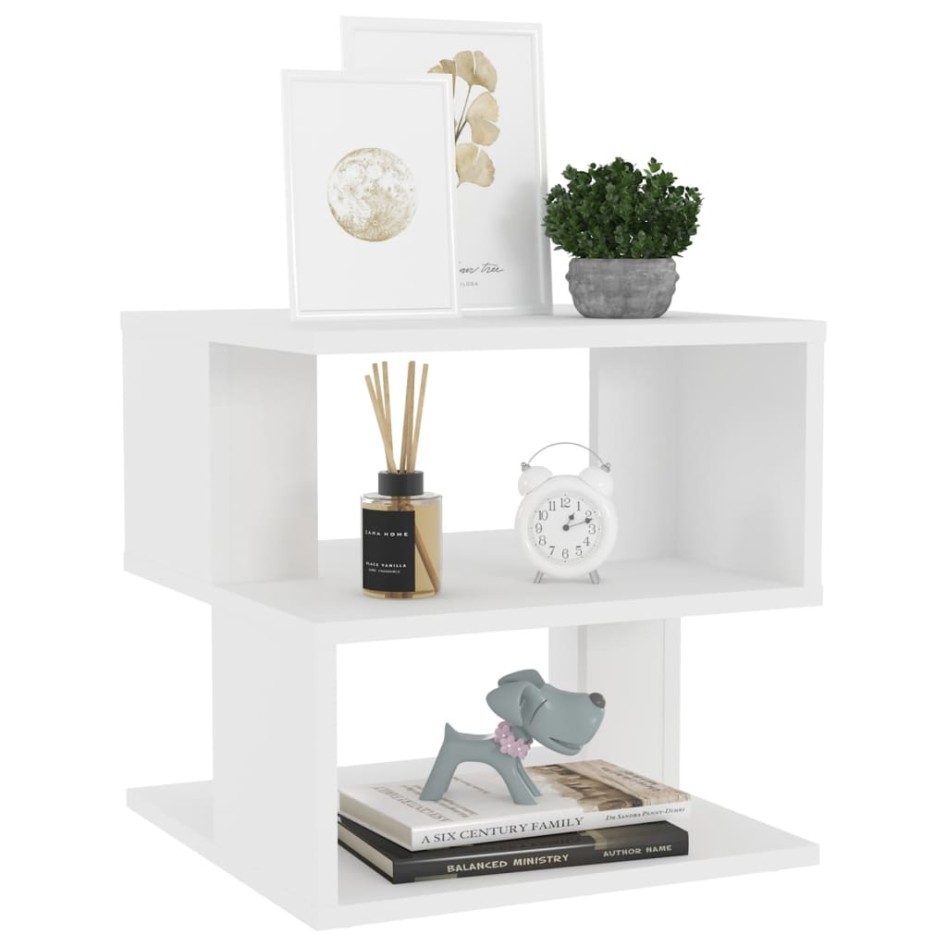 Mesa auxiliar de madera contrachapada blanco 40x40x40