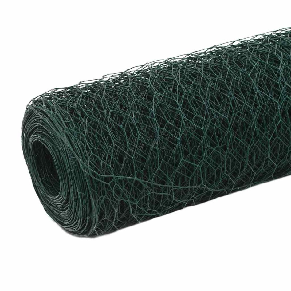 Alambrada de gallinero acero revestimiento PVC verde 25x1,2