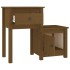 Mesita de noche madera maciza pino marrón miel 79,5x38x65,5