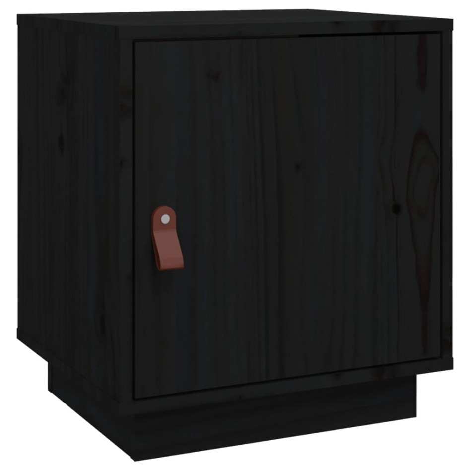 Mesita de noche madera maciza de pino negro 40x34x45