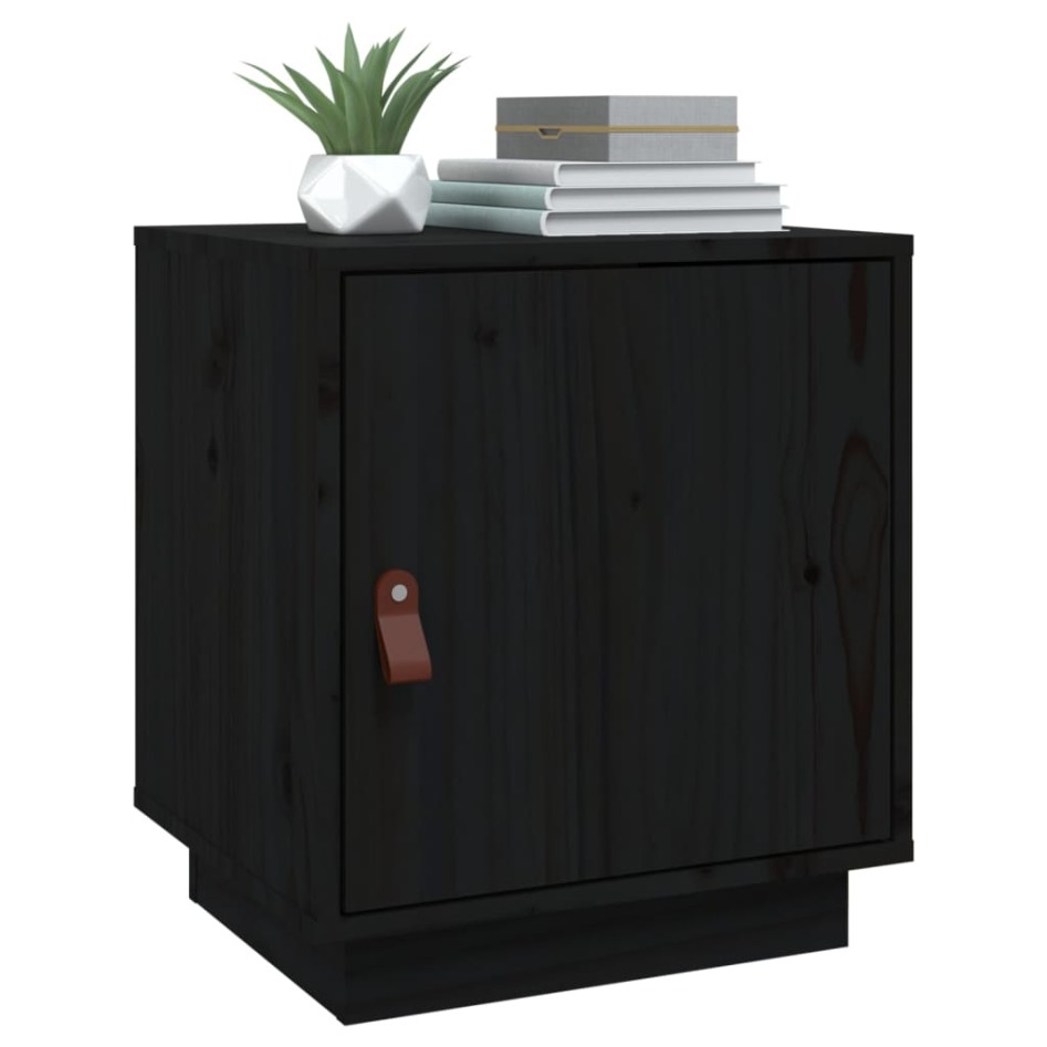 Mesita de noche madera maciza de pino negro 40x34x45