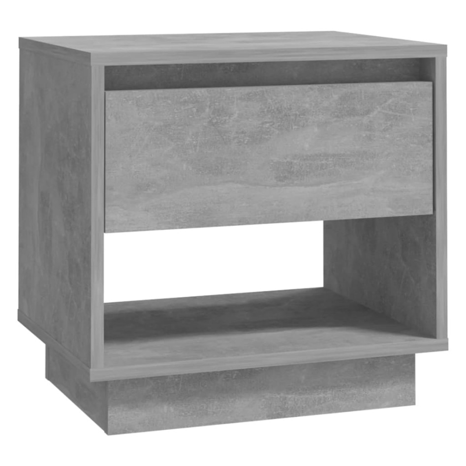 Mesita de noche madera contrachapada gris hormigón 45x34x44