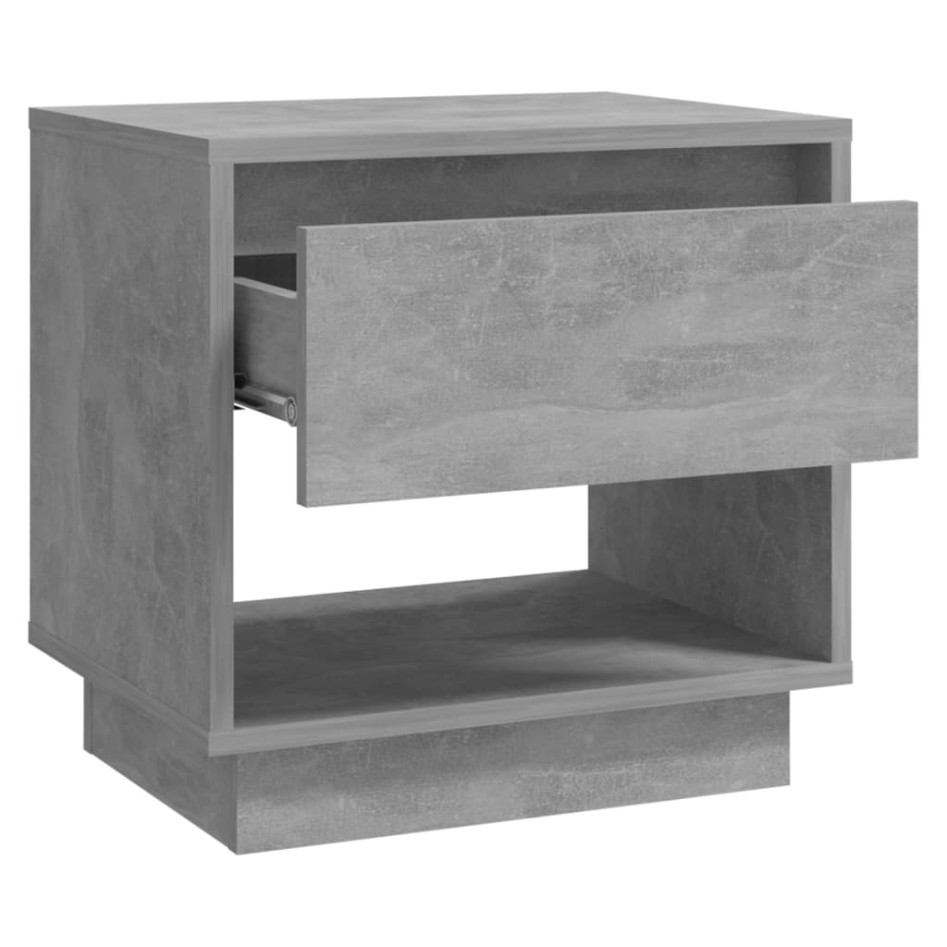 Mesita de noche madera contrachapada gris hormigón 45x34x44