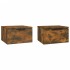 Mesitas de noche de pared 2 uds color roble ahumado 34x30x20