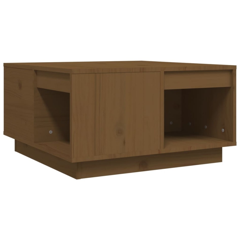 Mesa de centro madera maciza de pino marrón miel 60x61x32,5