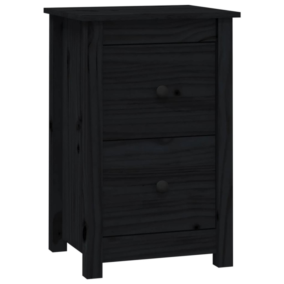 Mesita de noche madera maciza de pino negro 40x35x61,5