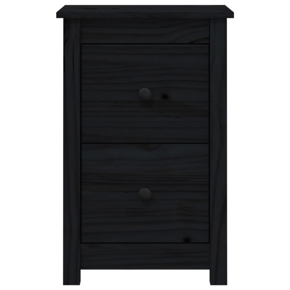 Mesita de noche madera maciza de pino negro 40x35x61,5